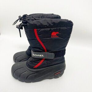Sorel Kids Black and Red Snow Boots